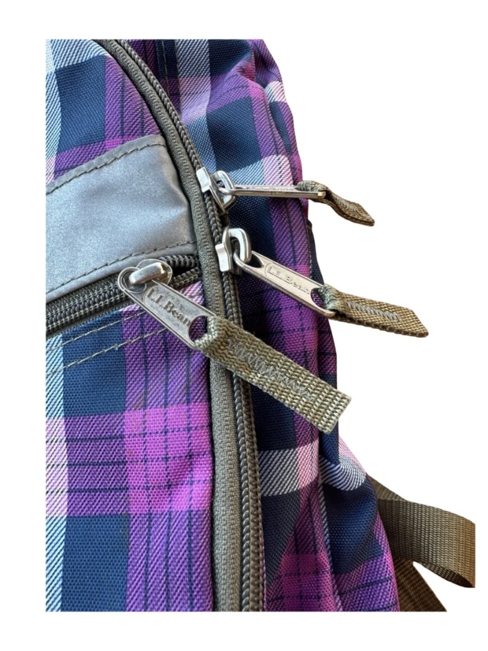 L..L. BEAN Deluxe Reflective Kids Backpack Purple Nylon School Travel
